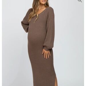 Elegant Brown Ribbed Maxi Dress